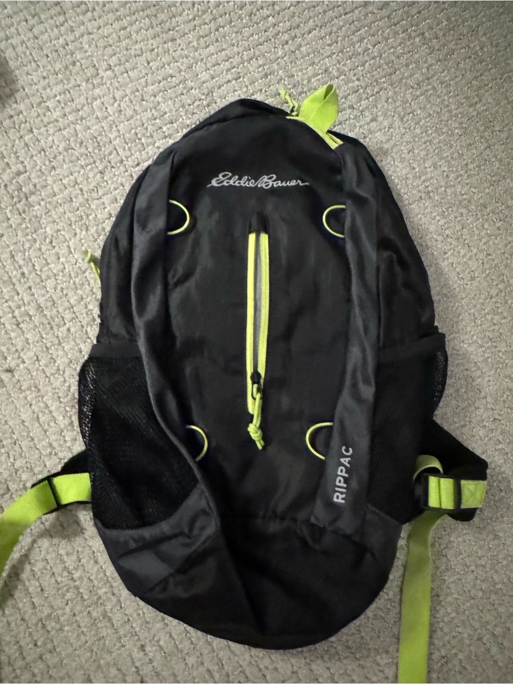 Eddie Bauer Black Backpack with Lime Accents